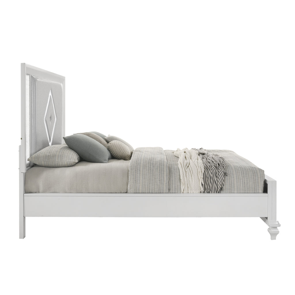Stardust K Lighted King Bed - White