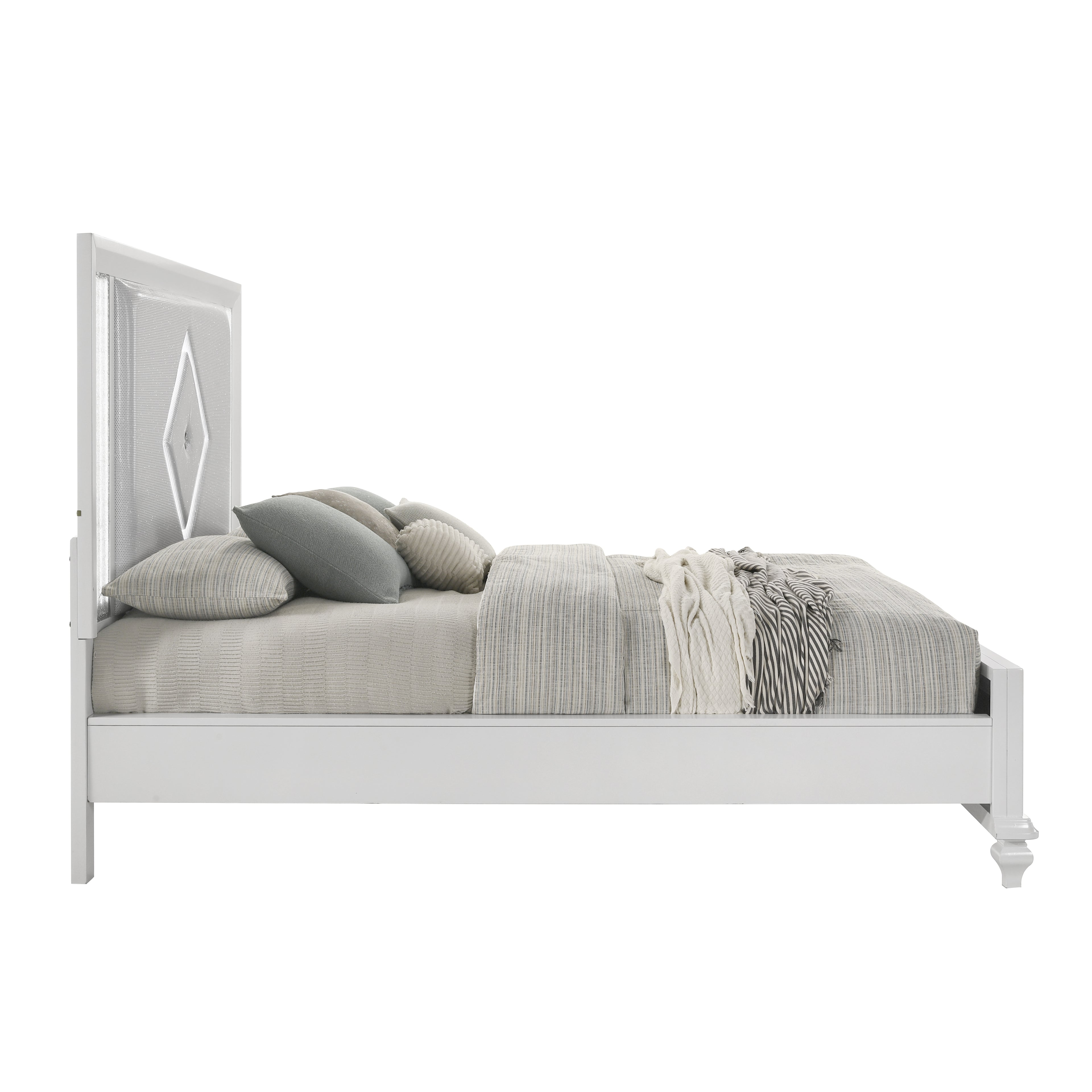 Stardust K Lighted King Bed - White