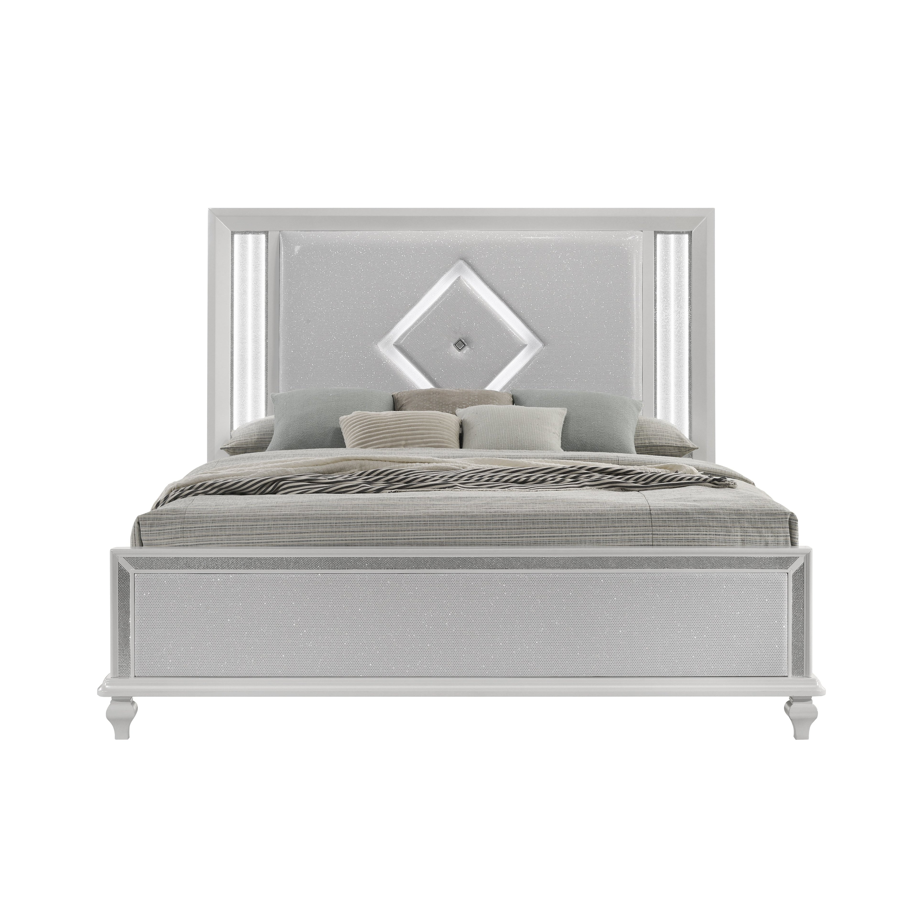 Stardust K Lighted King Bed - White