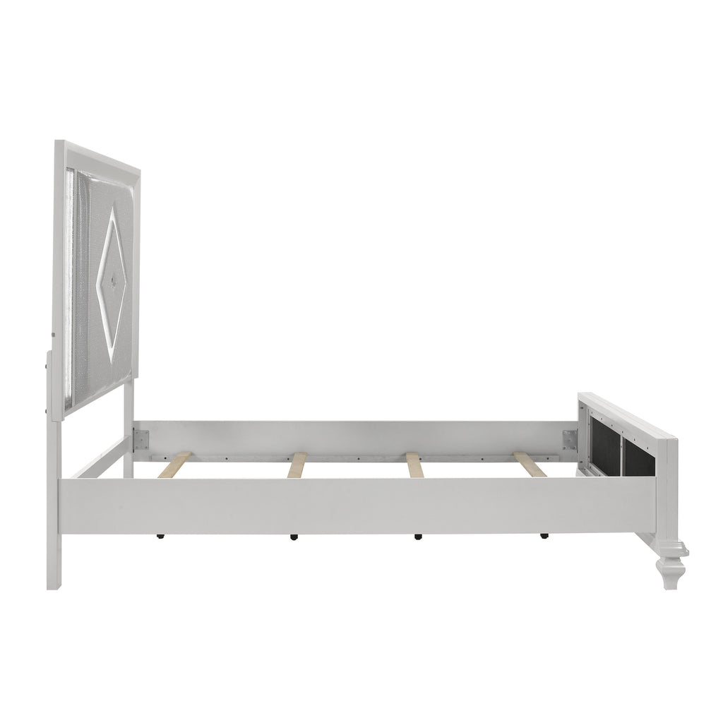 Stardust K Lighted King Bed - White