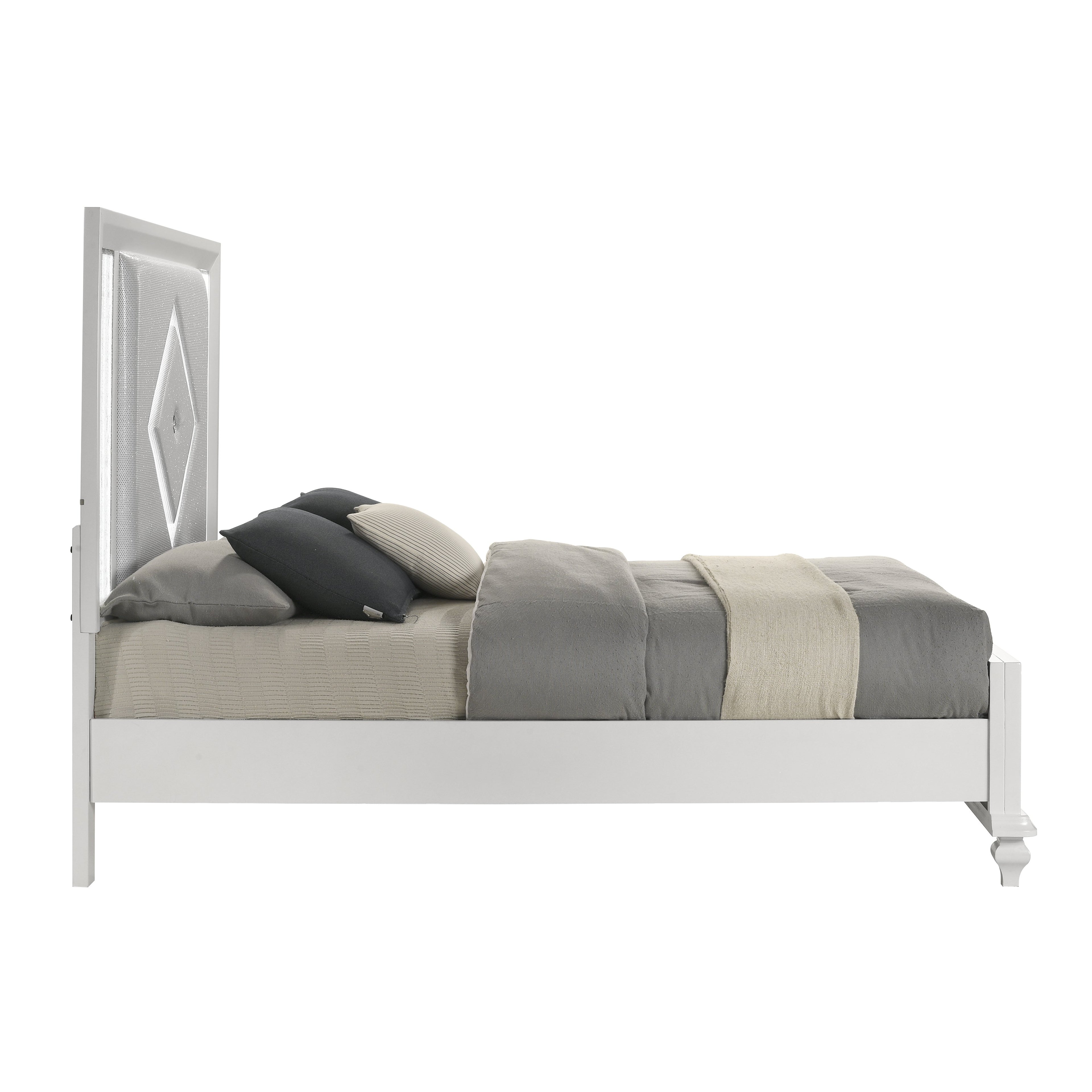 Stardust K Lighted King Bed - White