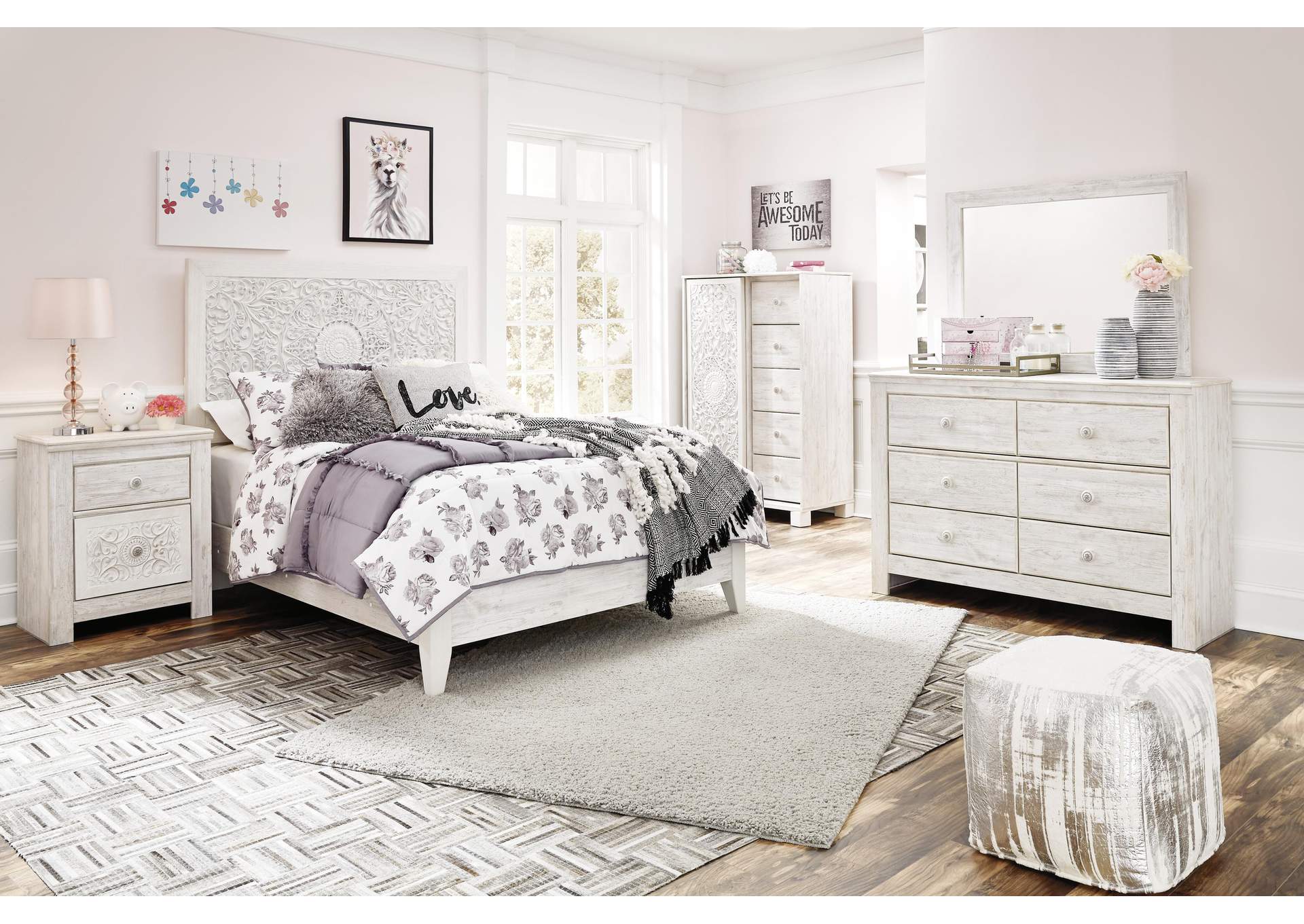 Paxberry Full Panel Bed with Nightstand