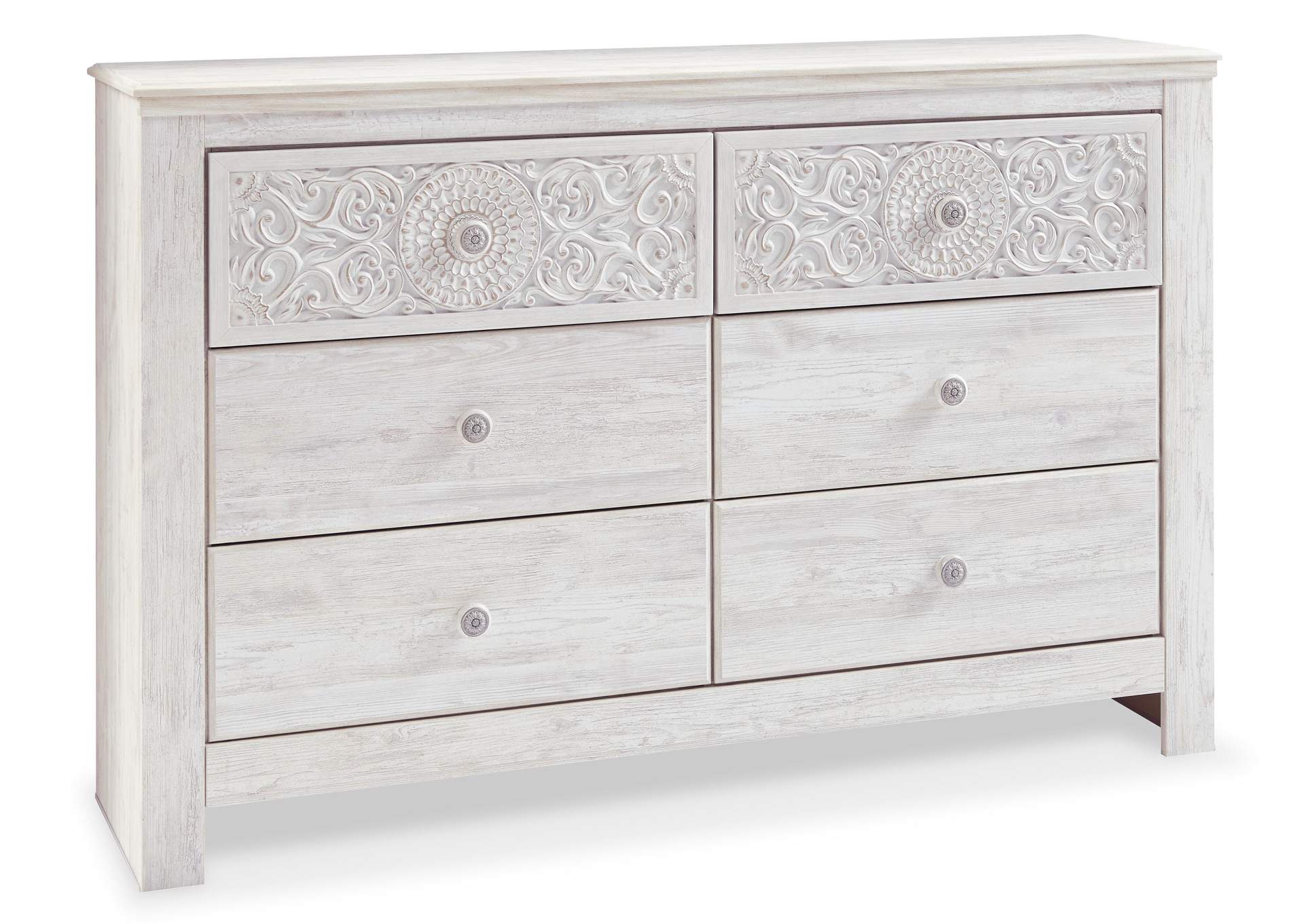 Paxberry Queen Panel Bed with Dresser angled view