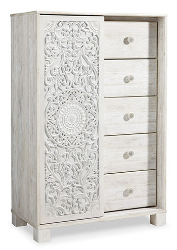 Paxberry Dressing Chest in Whitewash, closed view