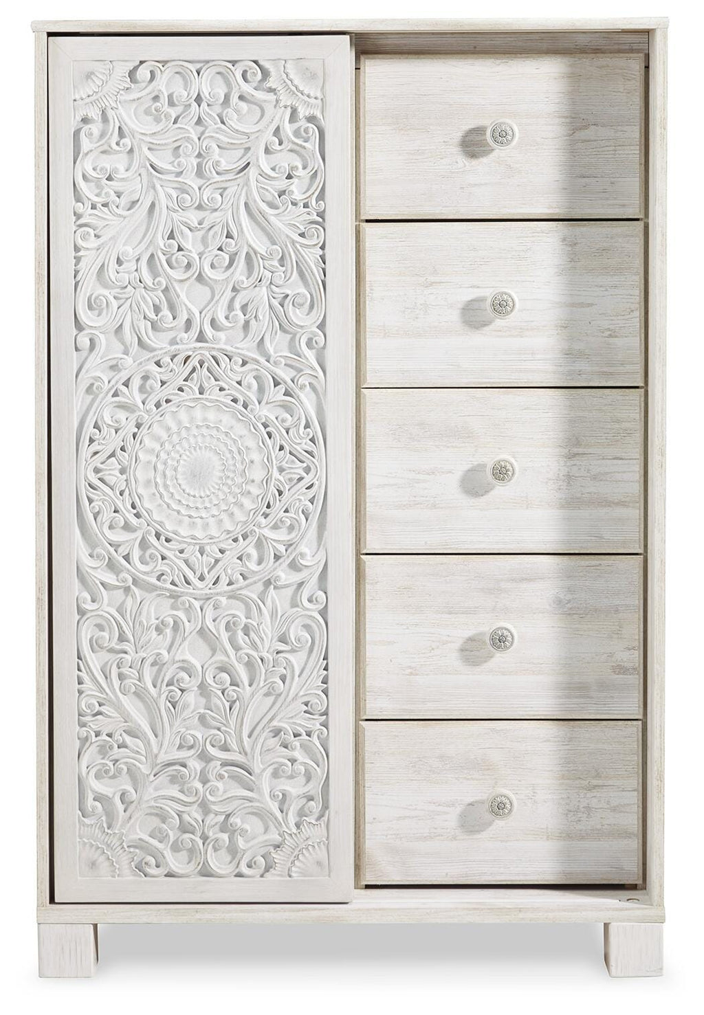 Paxberry Dressing Chest in Whitewash, front view