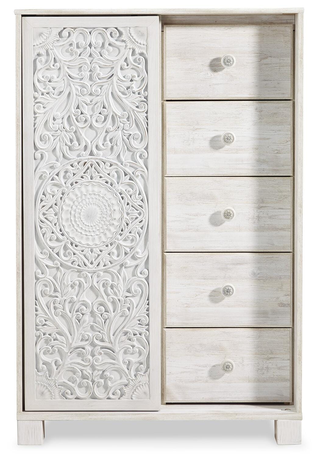 Paxberry Dressing Chest in Whitewash, front view