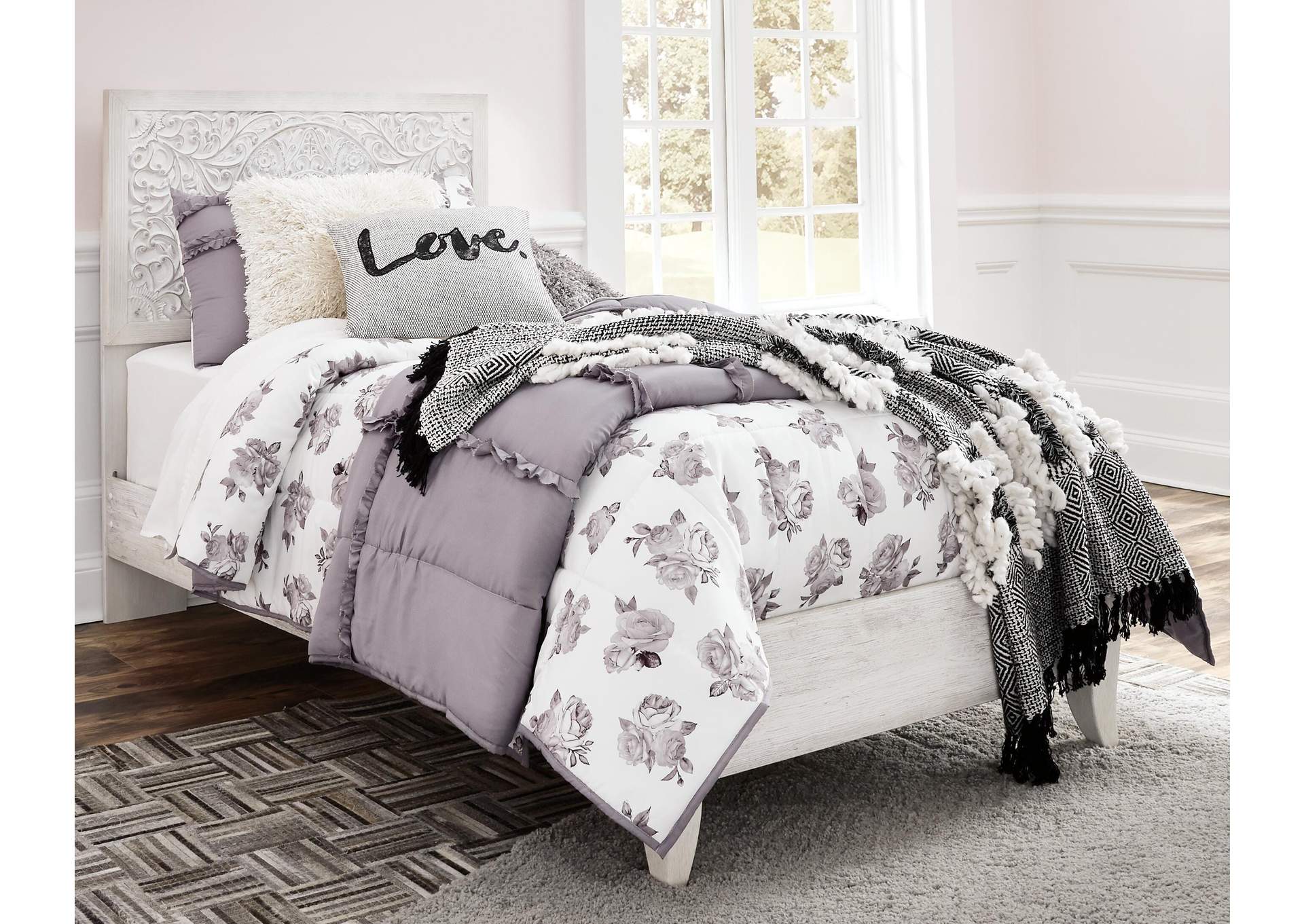 Paxberry Twin Panel Bed with Nightstand room view