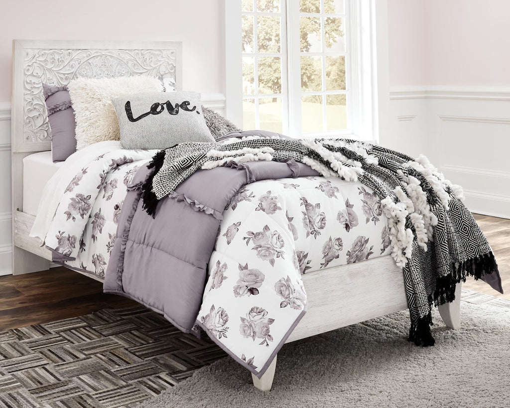 Paxberry Twin Panel Bed in Whitewash, lifestyle view