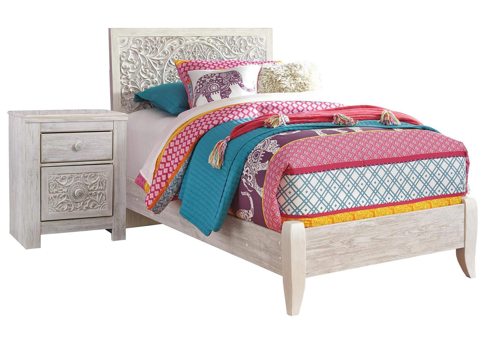 Paxberry Twin Panel Bed with Nightstand