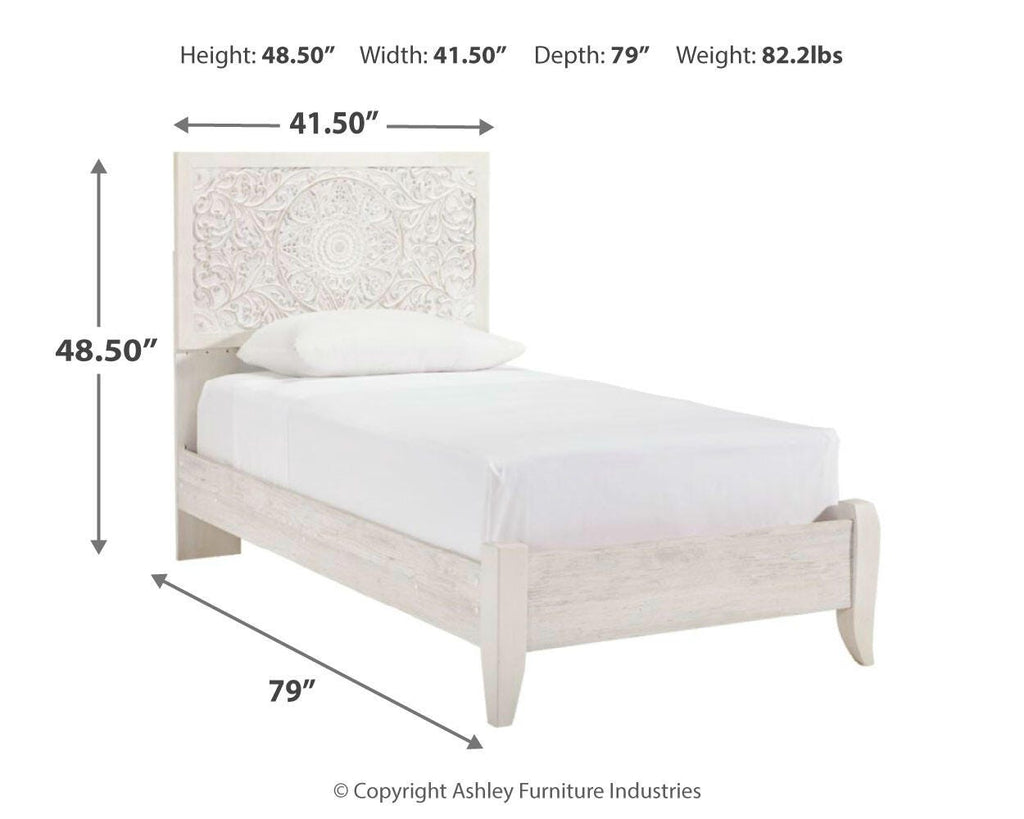 Paxberry Twin Panel Bed in Whitewash, alternate view 5
