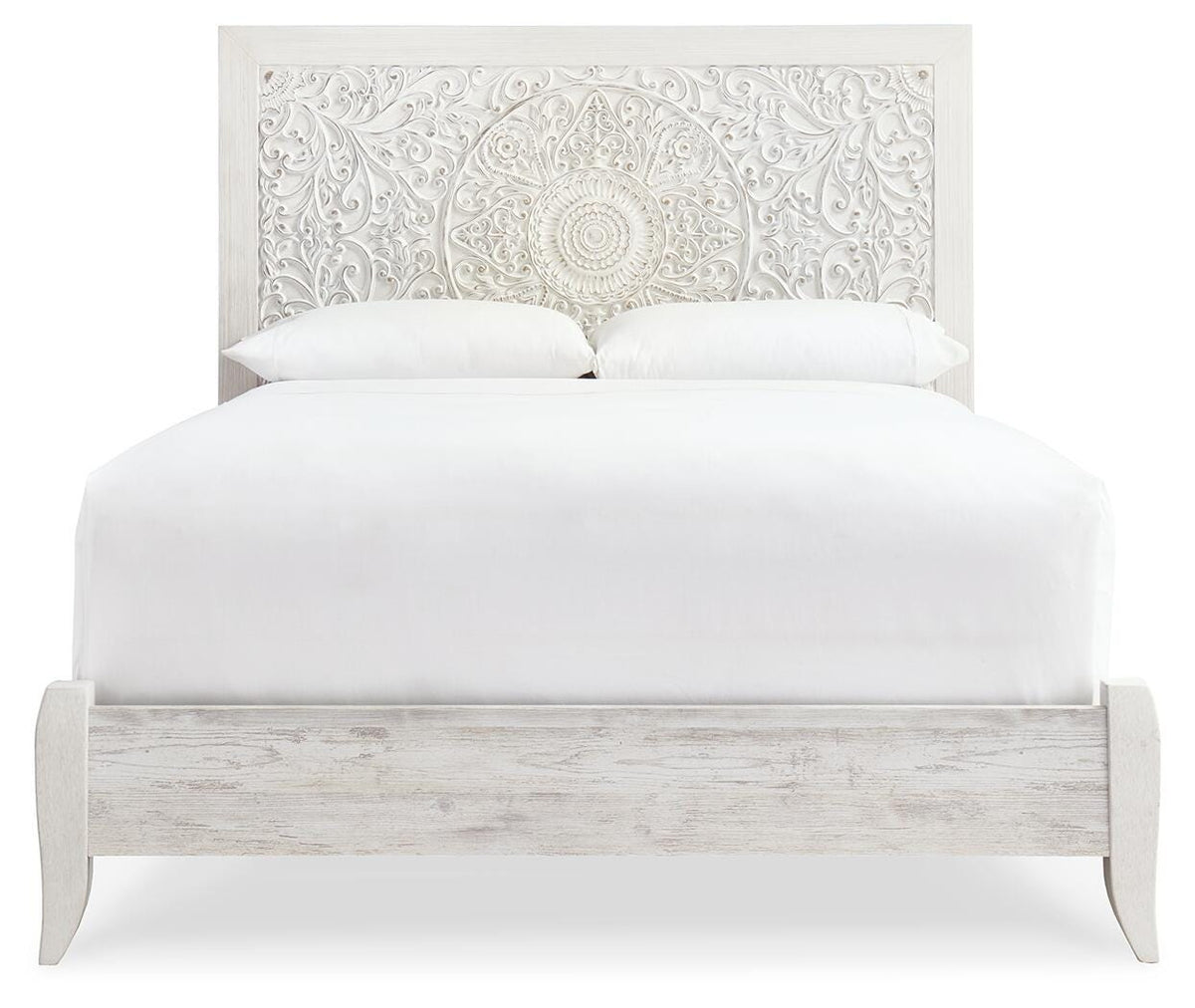 Paxberry Queen Panel Bed in Whitewash, front view