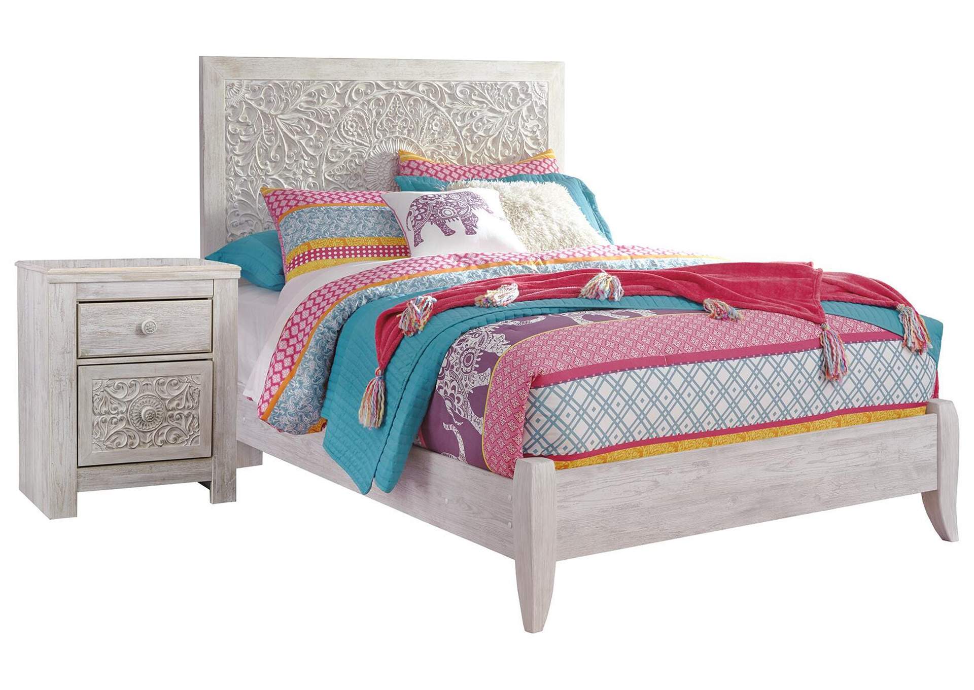 Paxberry Full Panel Bed with Nightstand