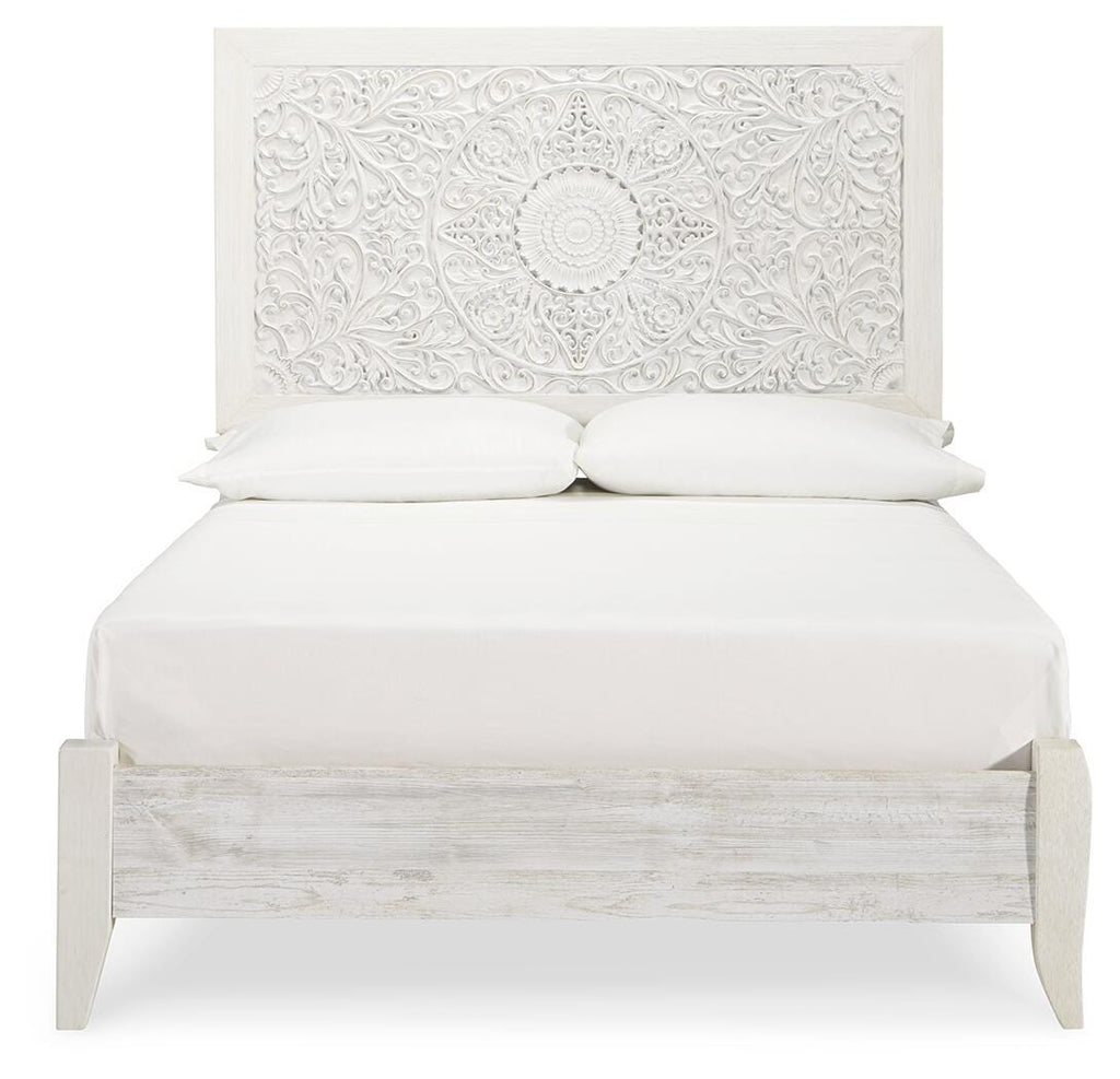 Paxberry Full Panel Bed in Whitewash, front view