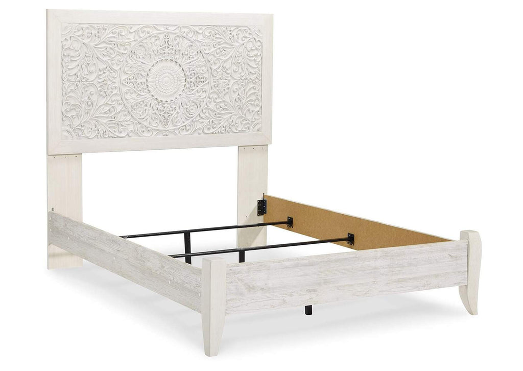 Paxberry Full Panel Bed with Nightstand angled view