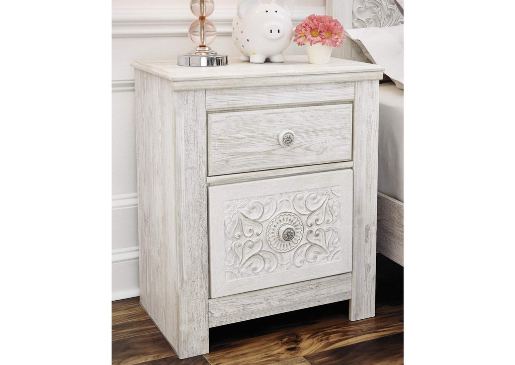 Paxberry Twin Panel Bed with Nightstand room view