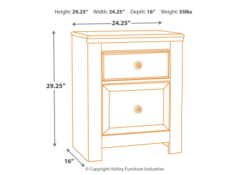 Paxberry Full Panel Bed with Nightstand dimensions