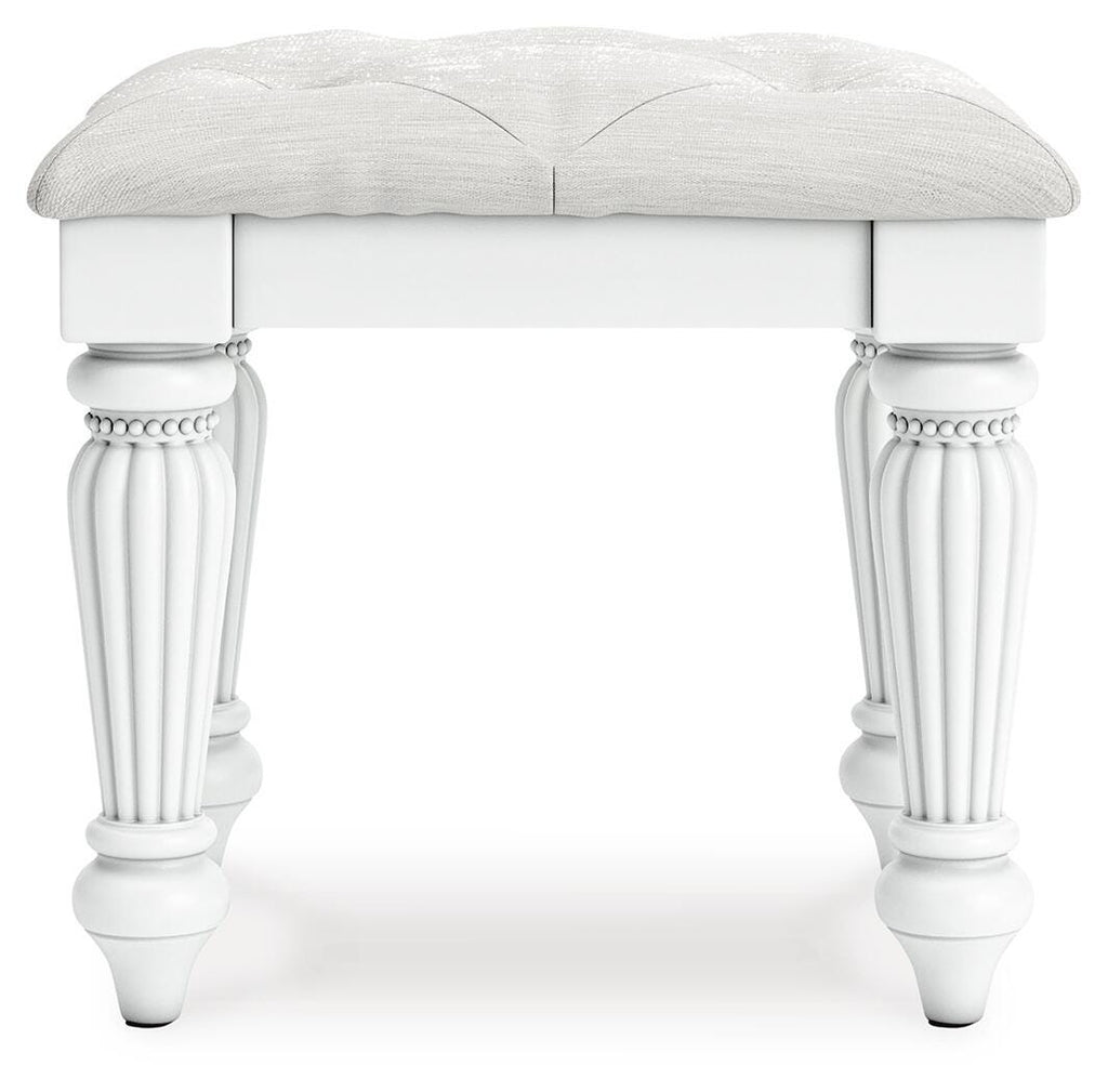 Kozlani Vanity Stool in White, front view