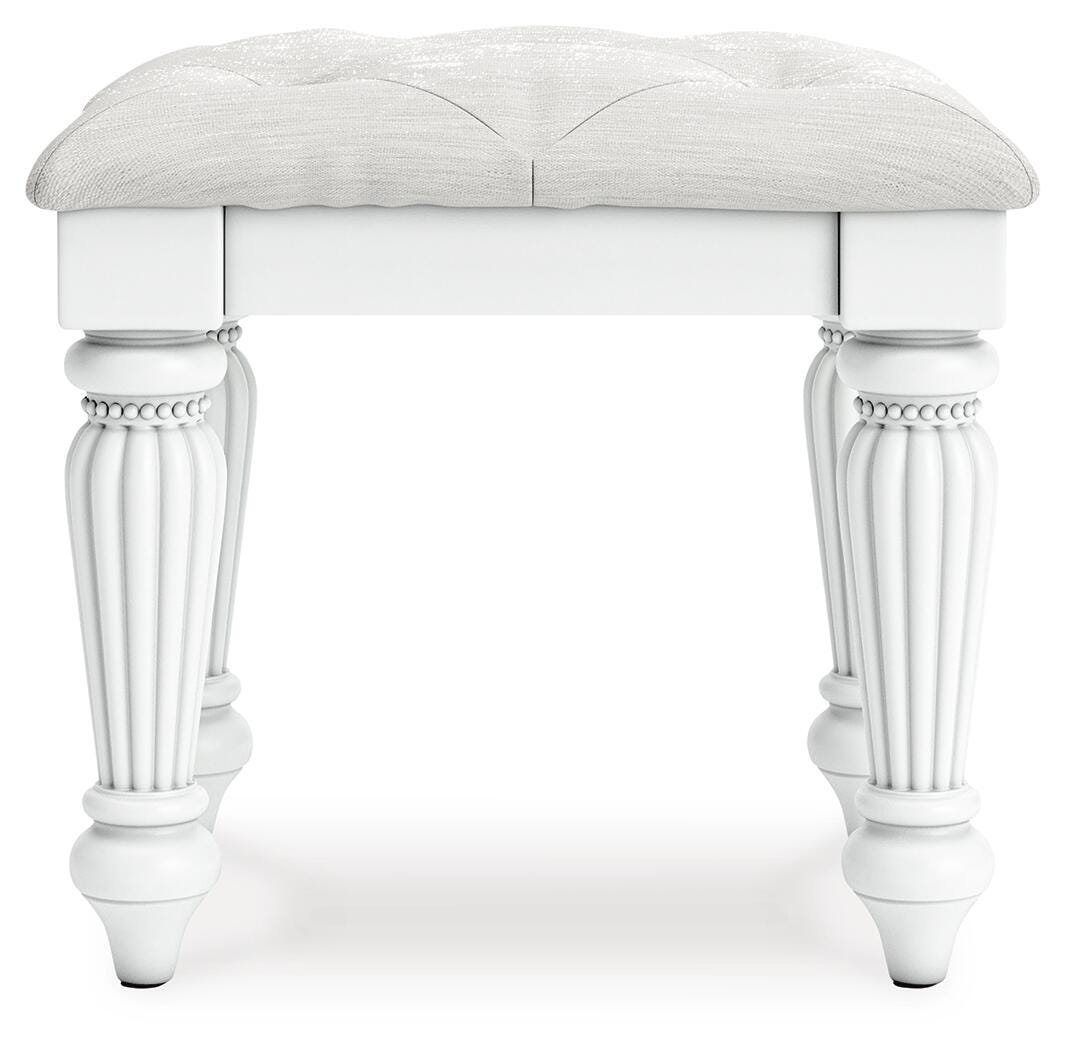 Kozlani Vanity Stool in White, front view
