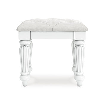 Kozlani Vanity Stool in White, front view