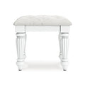 Kozlani Vanity Stool in White, front view