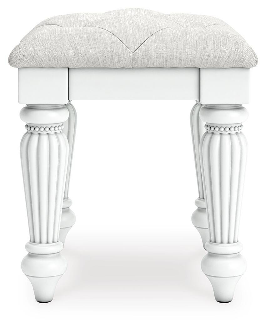 Kozlani Vanity Stool in White, alternate side view