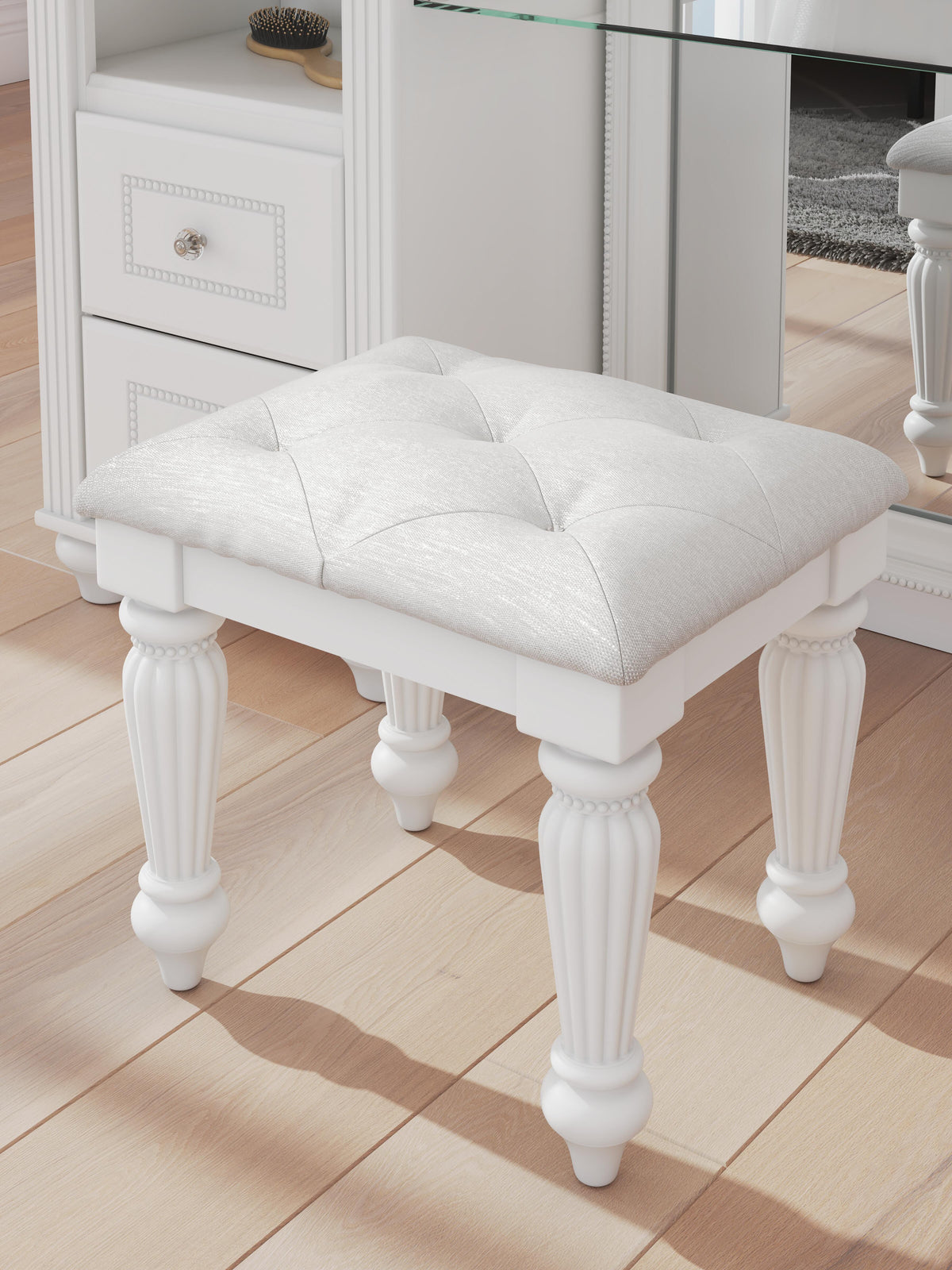 Kozlani Vanity Stool in White, alternate view 3
