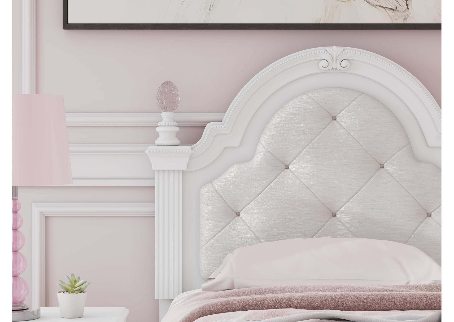Maylilly Twin Upholstered Panel Storage Bed, Dresser and Nightstand detail