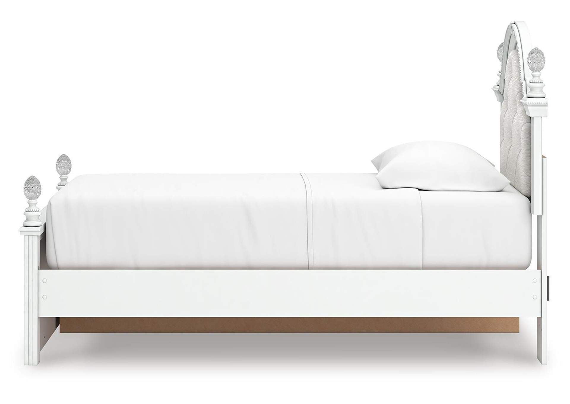 Maylilly Twin Upholstered Panel Storage Bed, Dresser, Mirror and Nightstand side view