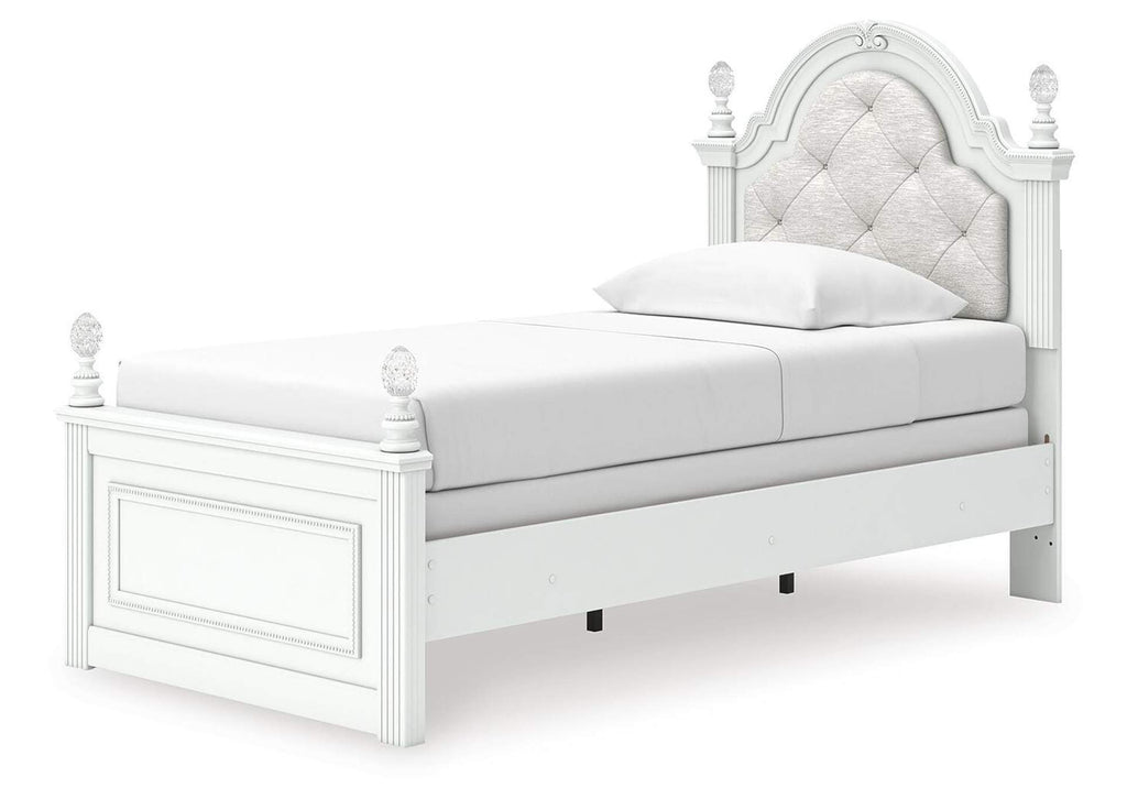 Kozlani Twin Upholstered Panel Bed angled view