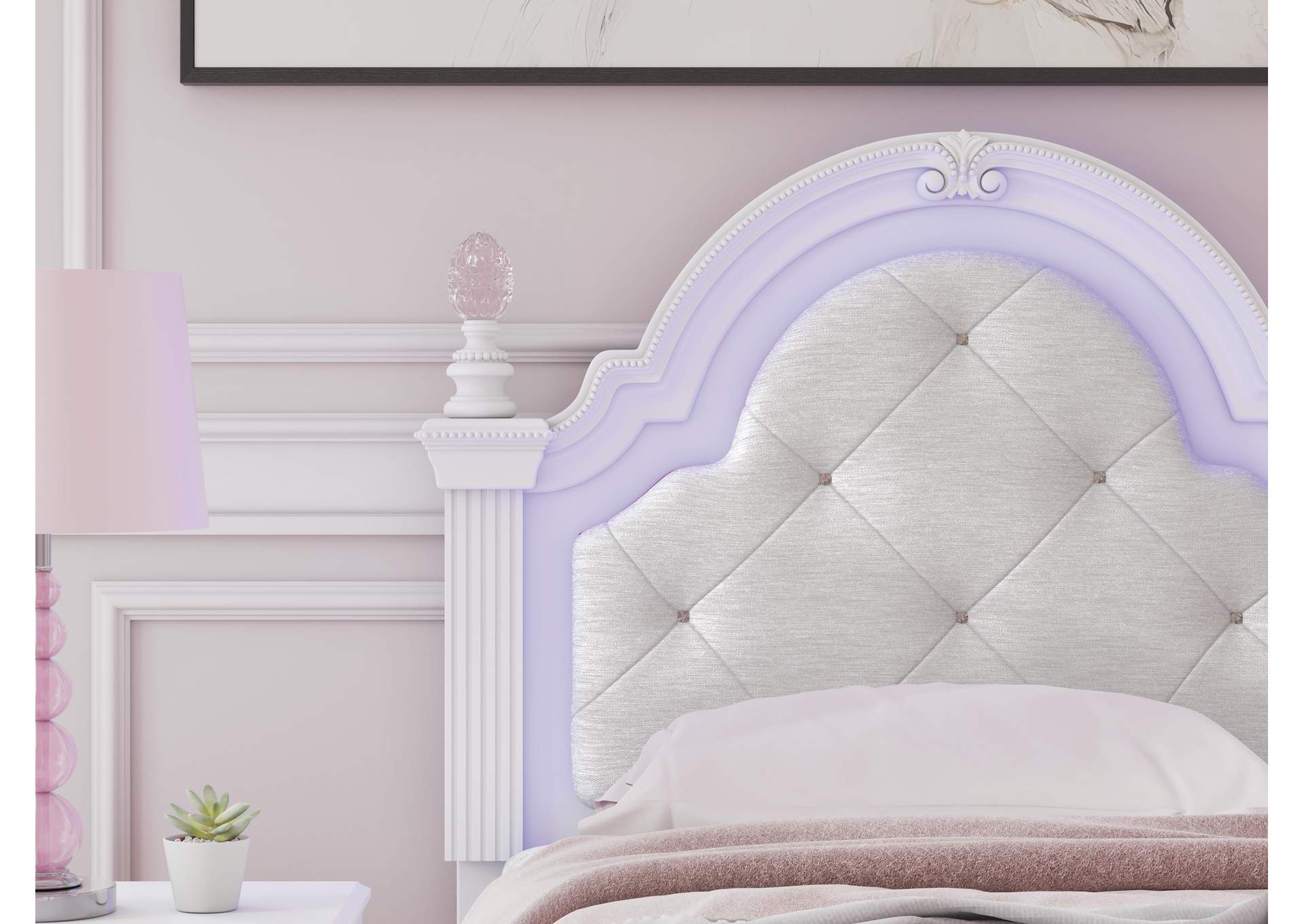 Maylilly Twin Upholstered Panel Bed and Dresser detail