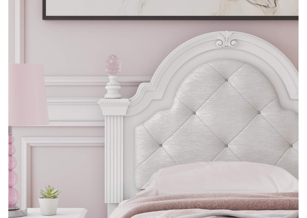Maylilly Twin Upholstered Panel Bed and Dresser detail