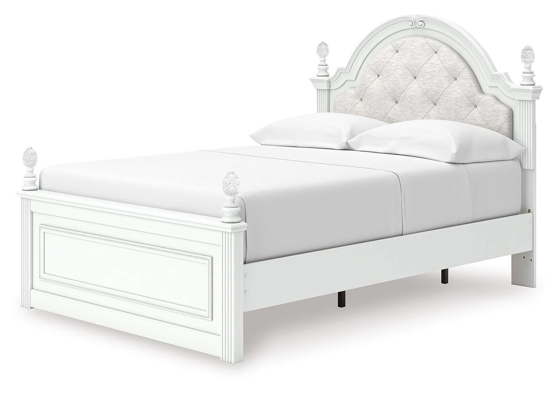 Maylilly Full Upholstered Panel Storage Bed, Dresser and Nightstand angled view