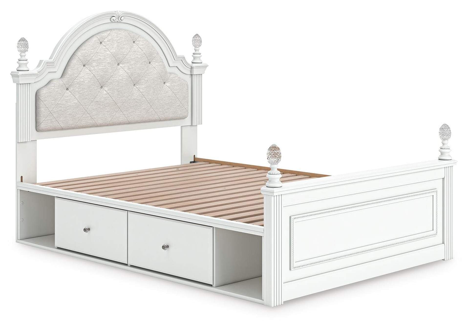 Maylilly Full Upholstered Panel Storage Bed and Dresser angled view