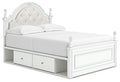 Kozlani Full Upholstered Panel Storage Bed in White, angle view