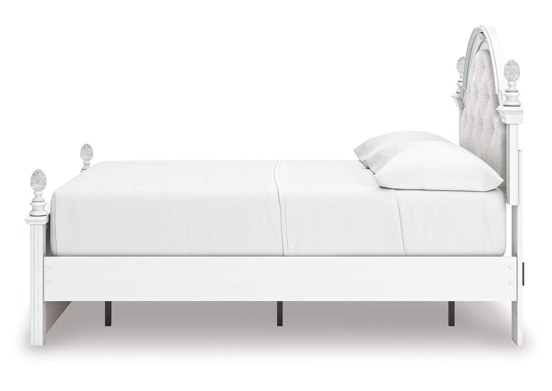 Maylilly Full Upholstered Panel Storage Bed, Dresser and Nightstand side view