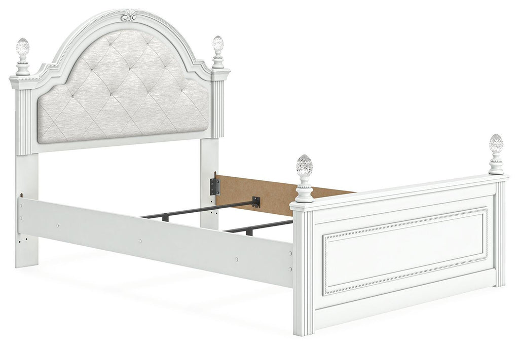 Kozlani Full Upholstered Panel Bed in White, angle view