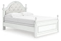 Kozlani Full Upholstered Panel Bed in White, angle view