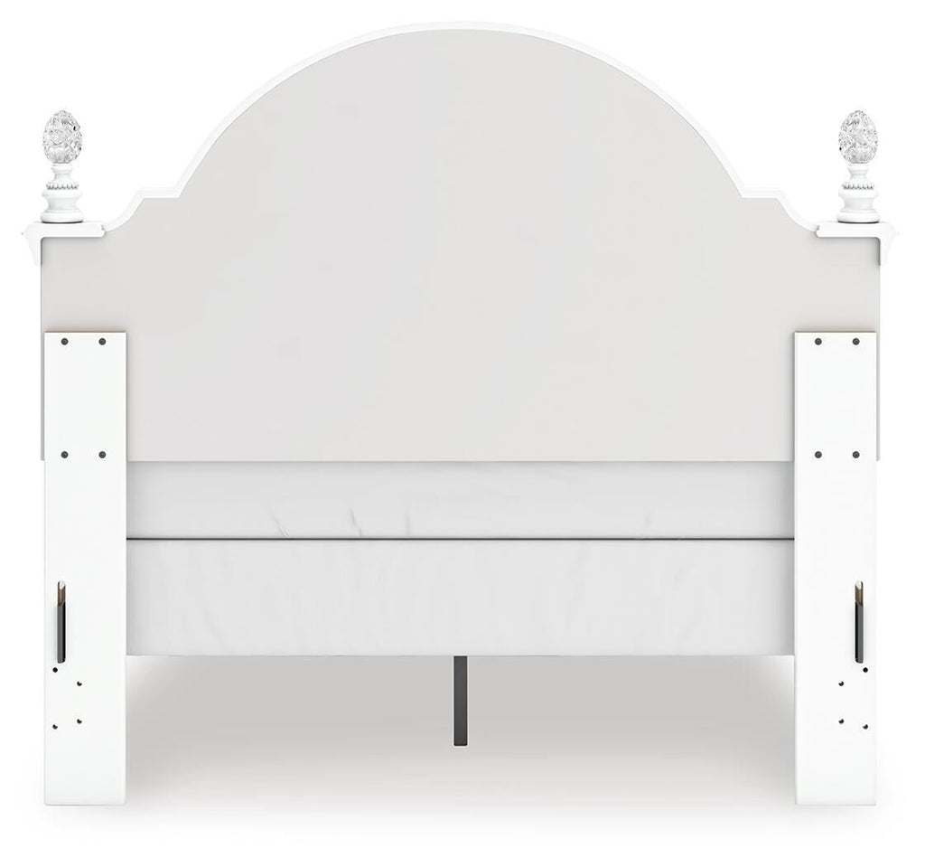Kozlani Full Upholstered Panel Bed in White, back view
