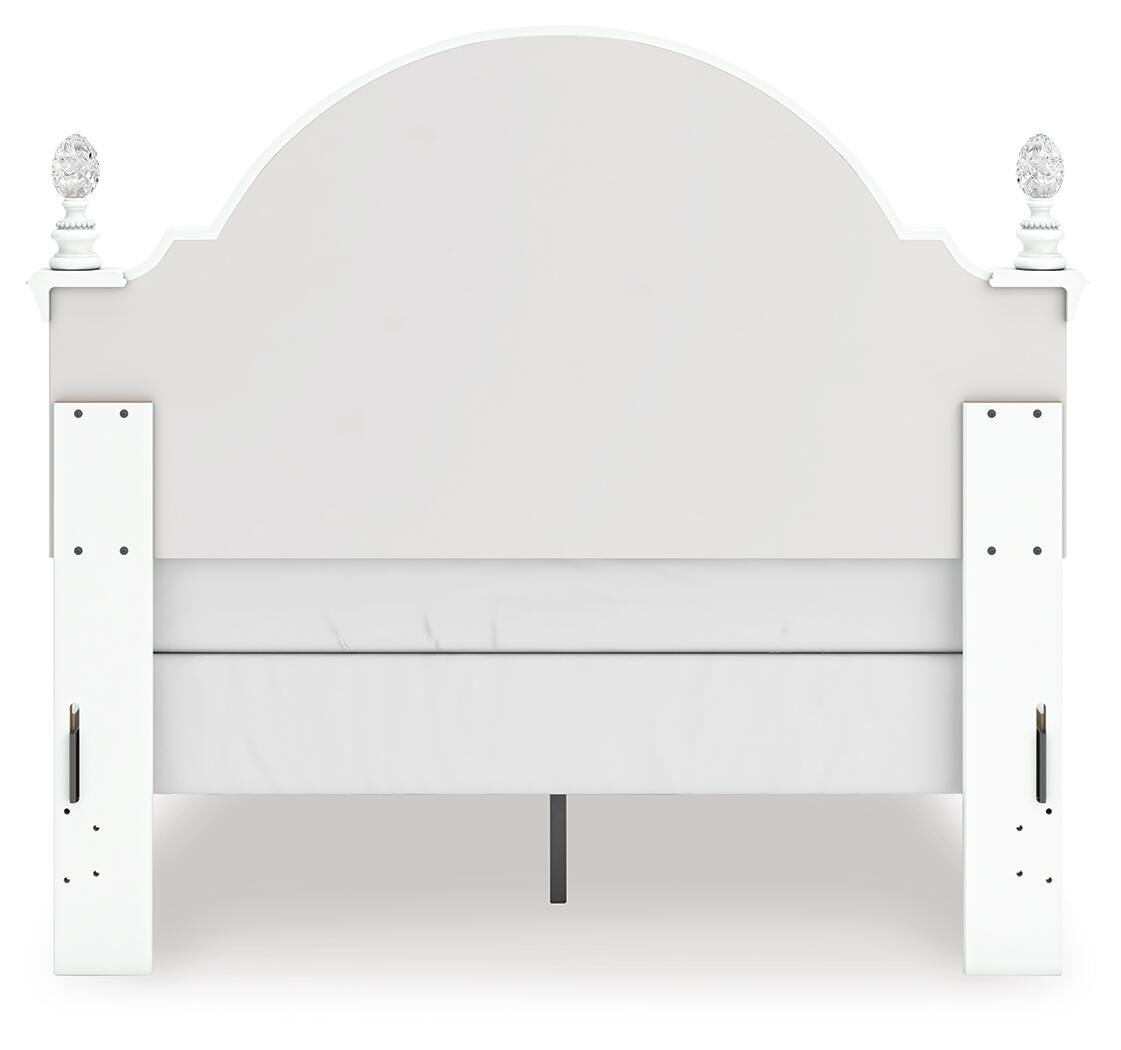Kozlani Full Upholstered Panel Bed in White, back view