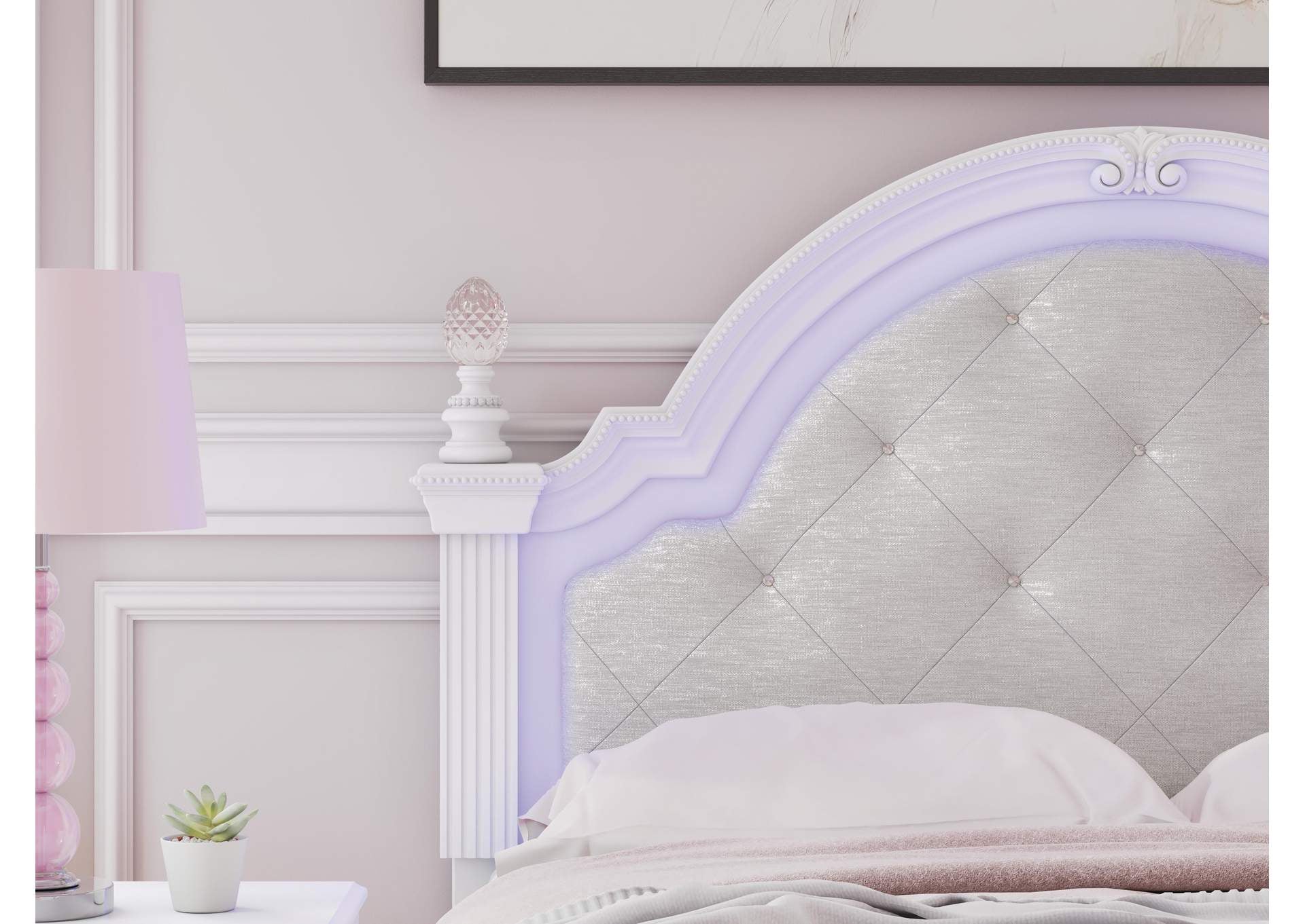 Maylilly Full Upholstered Panel Bed, Dresser, Mirror and Nightstand detail
