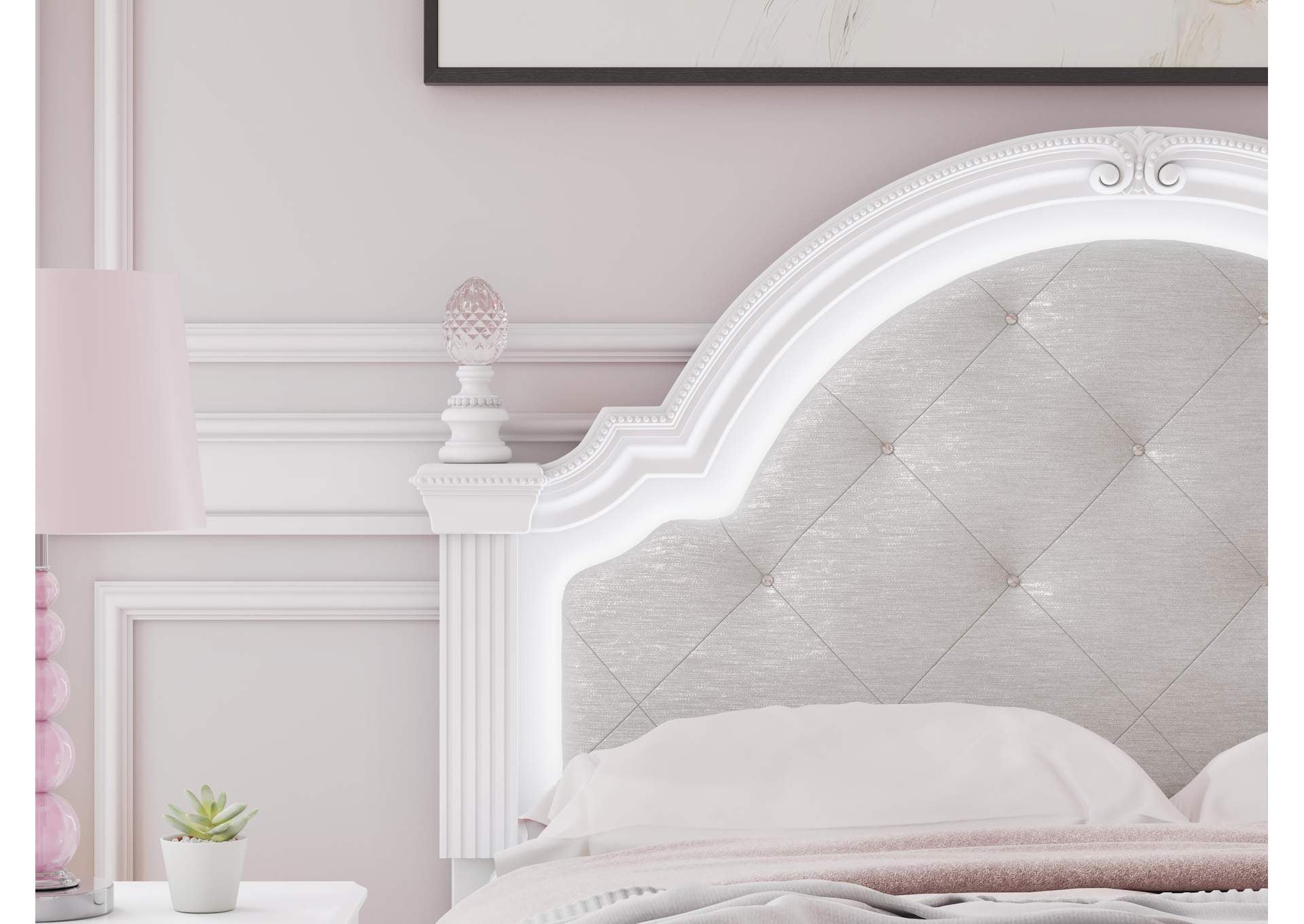 Maylilly Full Upholstered Panel Bed and Dresser detail