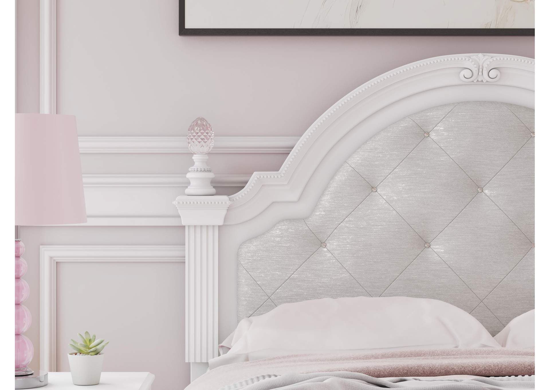 Maylilly Full Upholstered Panel Bed, Dresser, Mirror and Nightstand detail