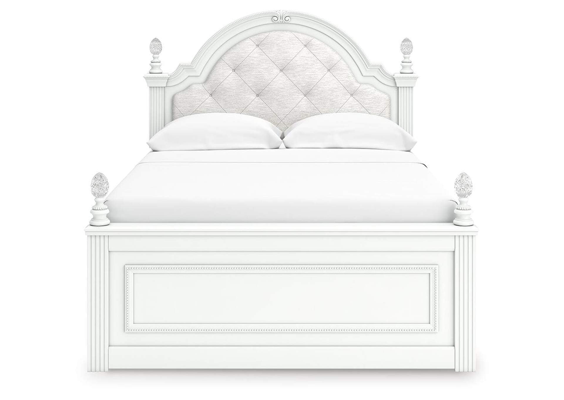Maylilly Full Upholstered Panel Bed, Dresser and Nightstand front view