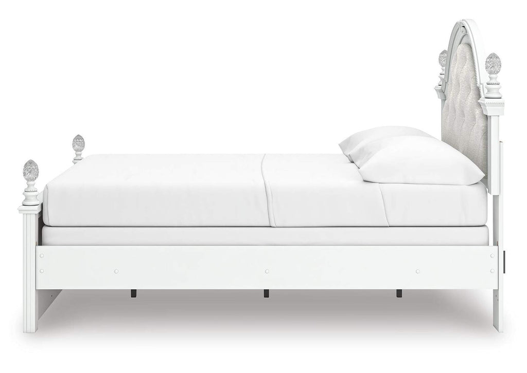 Maylilly Full Upholstered Panel Bed, Dresser and Chest side view