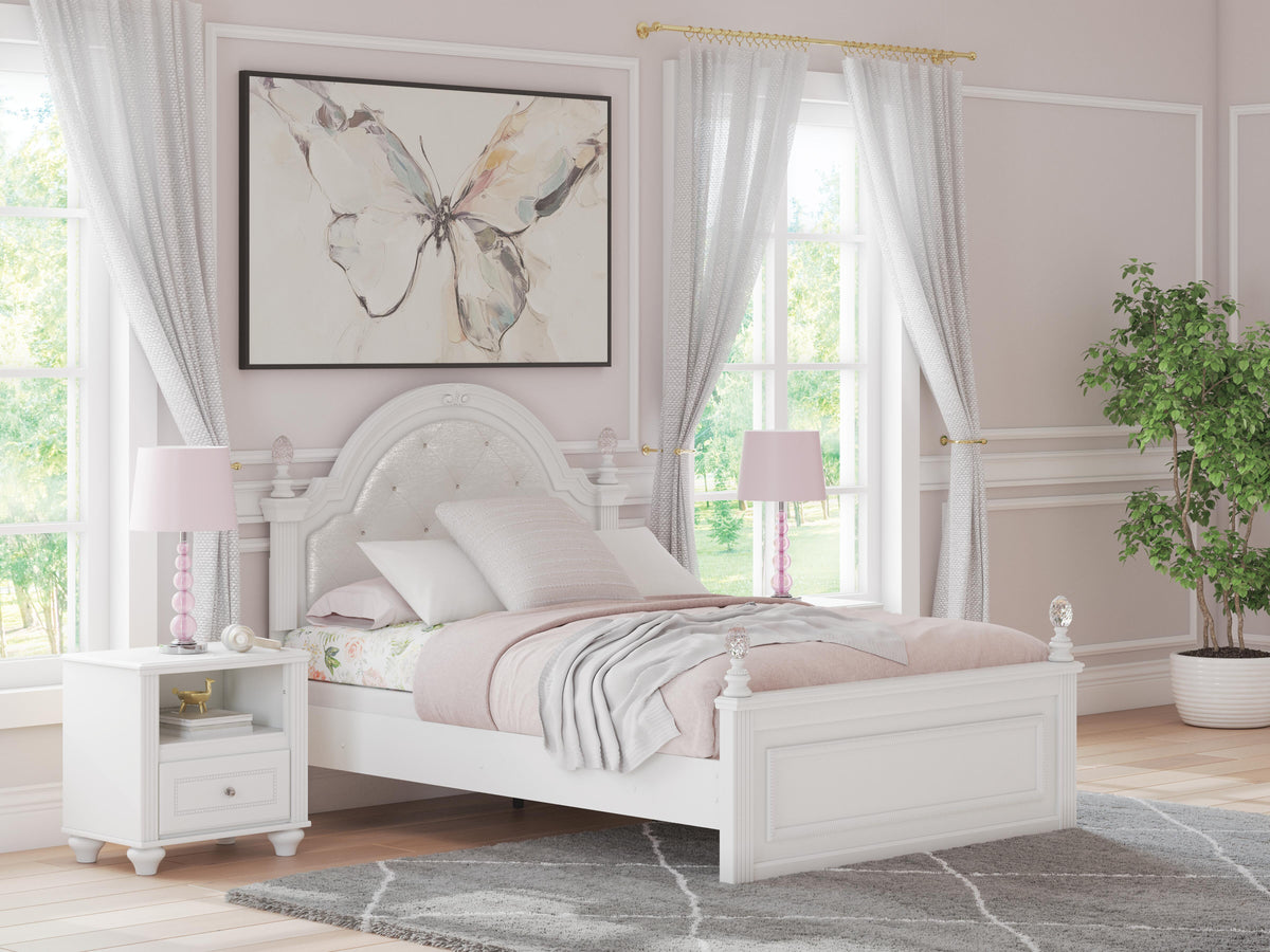 Kozlani Full Upholstered Panel Bed in White, alternate view 2