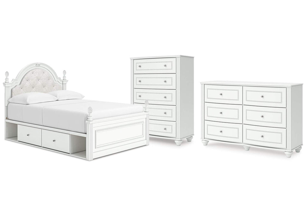 Maylilly Full Upholstered Panel Storage Bed, Dresser and Chest
