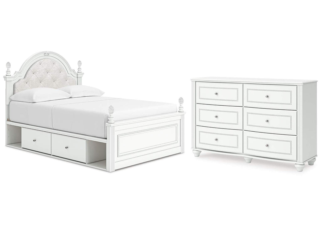 Maylilly Full Upholstered Panel Storage Bed and Dresser