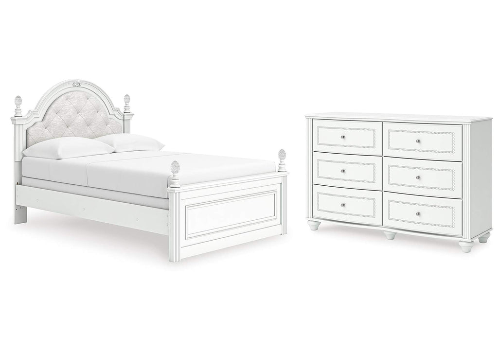 Maylilly Full Upholstered Panel Bed and Dresser