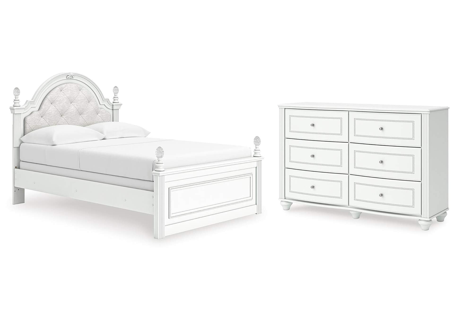 Maylilly Full Upholstered Panel Bed and Dresser