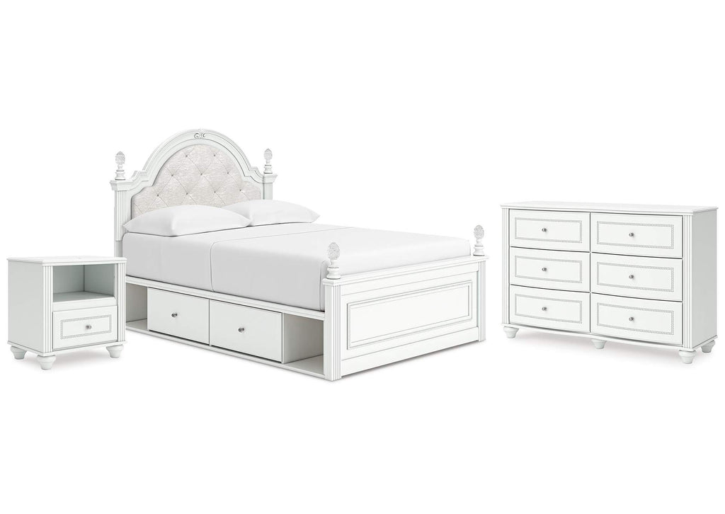 Maylilly Full Upholstered Panel Storage Bed, Dresser and Nightstand